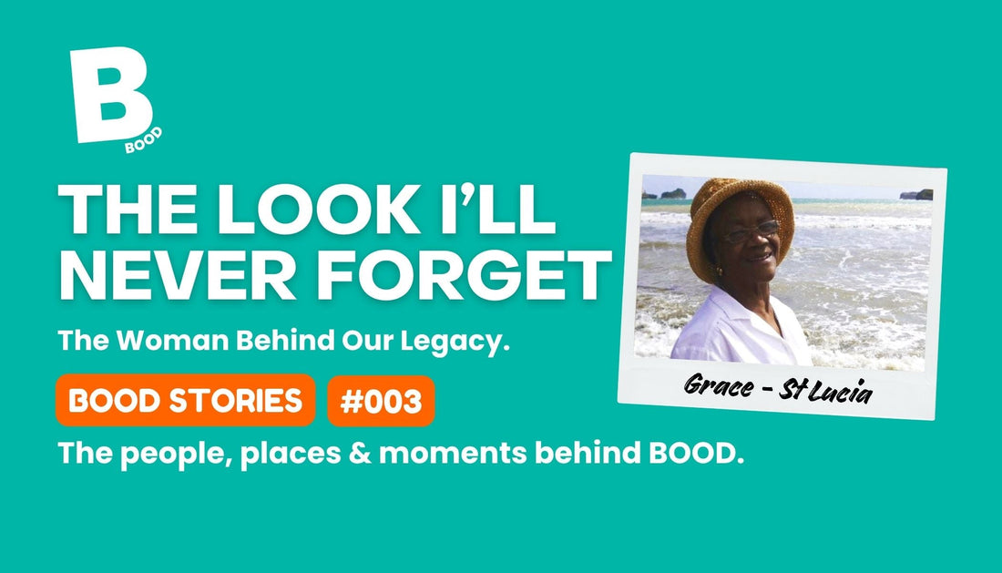 BOOD Stories episode 003 cover featuring Grace James in Saint Lucia, titled “The Look I’ll Never Forget”