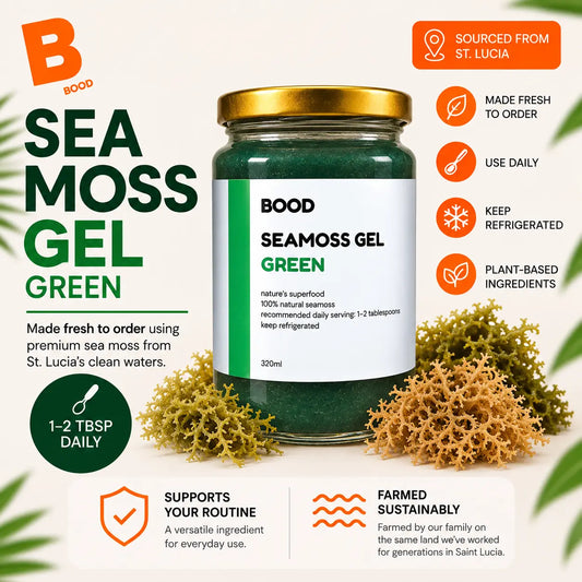 BOOD Green Sea Moss Gel made with premium sea moss from Saint Lucia