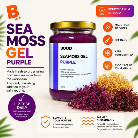 BOOD Purple Sea Moss Gel made with premium sea moss from Saint Lucia